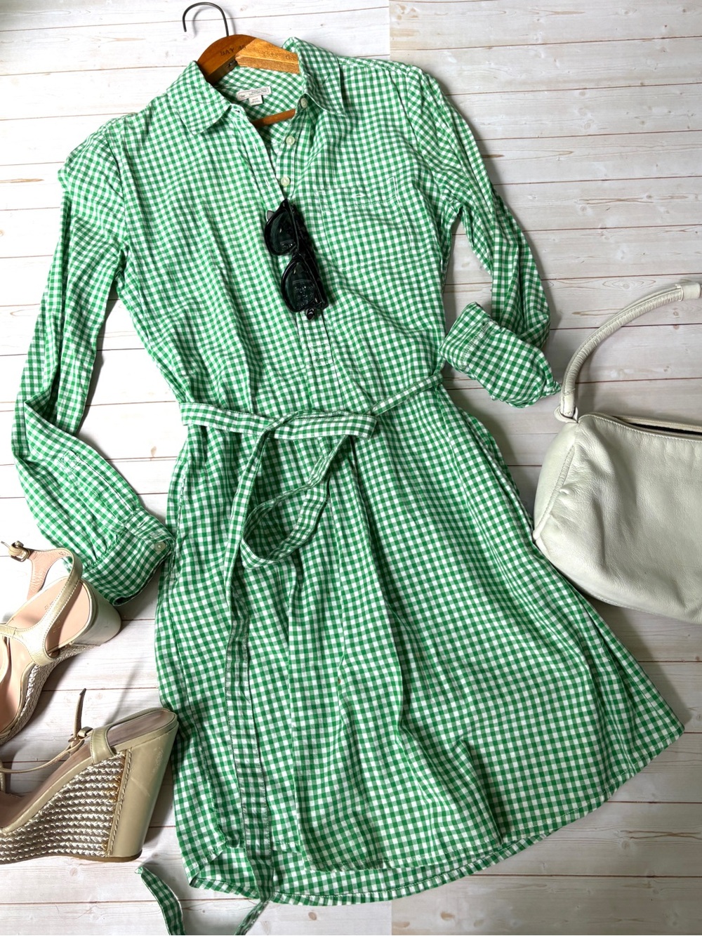 Gap gingham tie waist dress